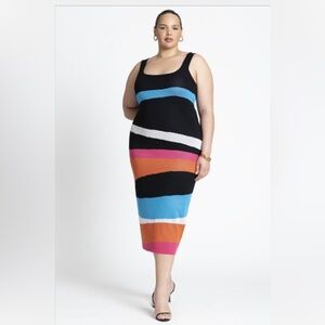 Eloquii Vivid Waves Column Sleeveless Sweater Dress; Size 14/16